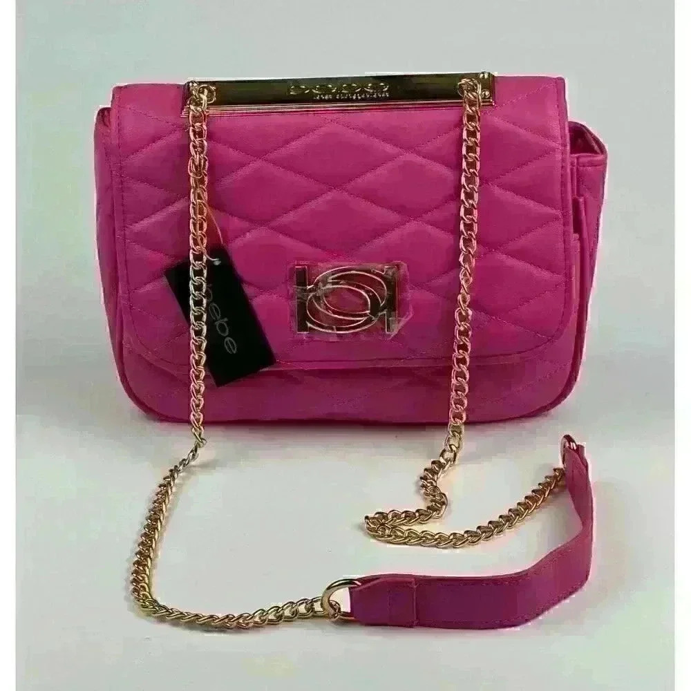 NEW! Bebe Women's Abigail Smooth Flap Shoulder Bag In Pink NWT $89 - Picture 2 of 5